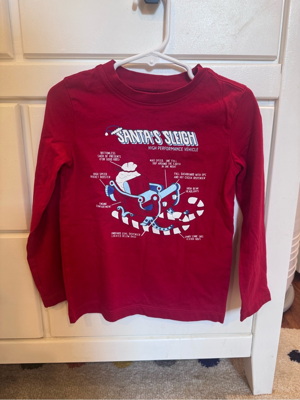 Lands' End Kids' Long-Sleeve Red 'Santa's Sleigh' Graphic Tee